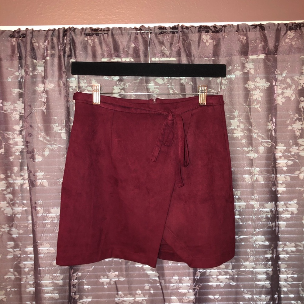 Living Doll Faux Suede Wrap Miniskirt